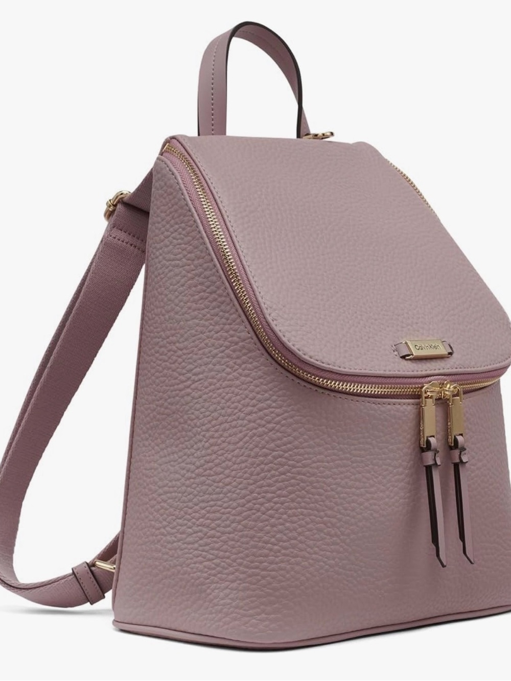 Calvin Klein Zulle Mauve Pebbled Leather Backpack with coin/airpods purse - Picture 3 of 16